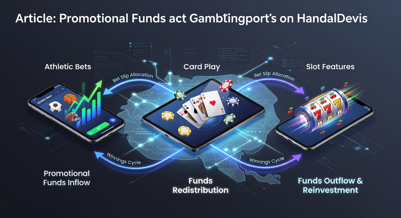 Mobile device displaying interconnected sports betting, card games, and slot interfaces with promotional fund indicators