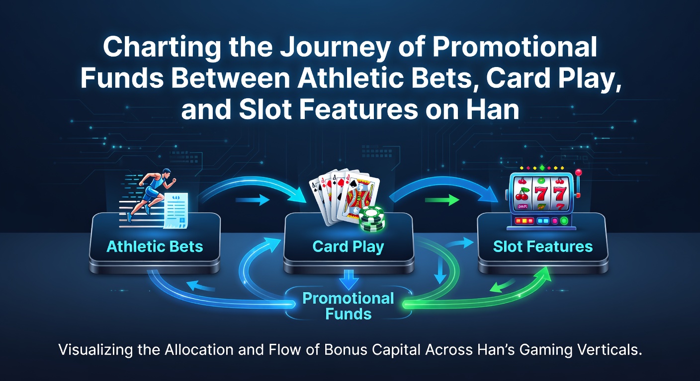 Flow diagram illustrating promotional funds moving between sports bets, card tables, and mobile slots on handheld screens
