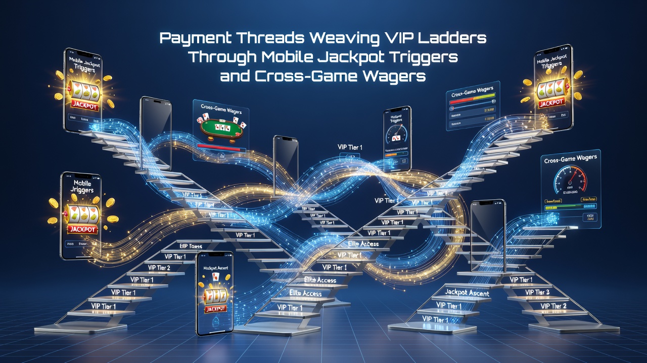 VIP ladder diagram illustrating payment flows connecting mobile jackpots to cross-game wagers