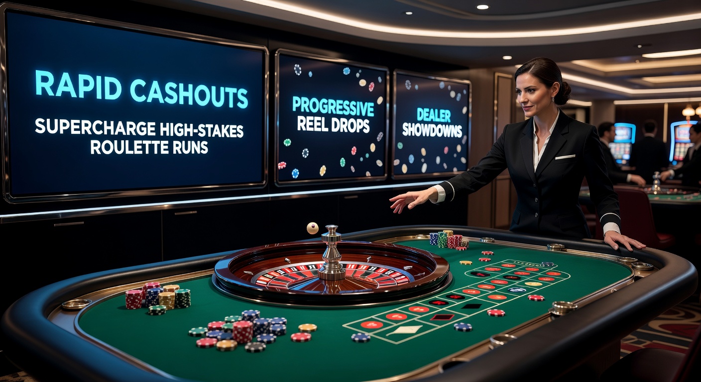 Vibrant screenshot of a progressive slot reel dropping a massive jackpot, overlaid with rapid cashout button and tier loyalty badges glowing in the interface