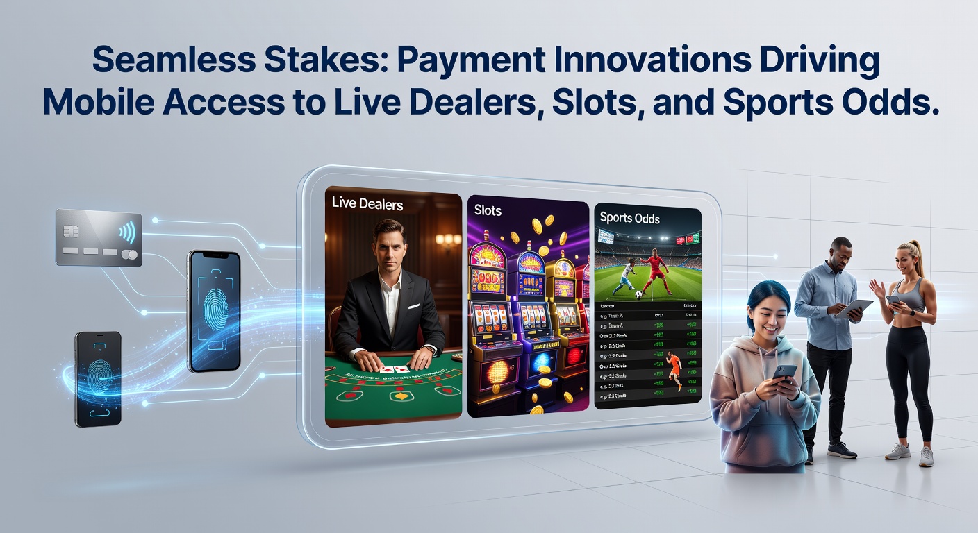 Dynamic graphic of a smartphone handling multi-game payments, from sports odds to slot spins and live dealer chips
