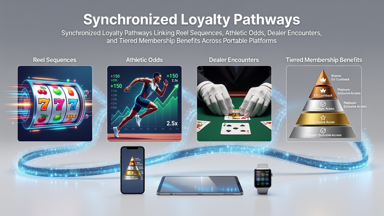 Mobile screen displaying synchronized loyalty points across slots, sports betting, and live dealer sections with tier progression indicators