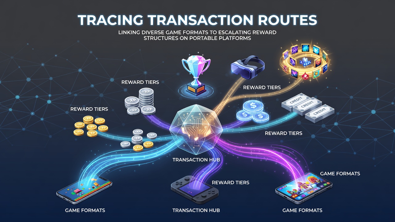 Mobile transaction pathways connecting slots, live dealer tables, and sports betting to layered reward systems