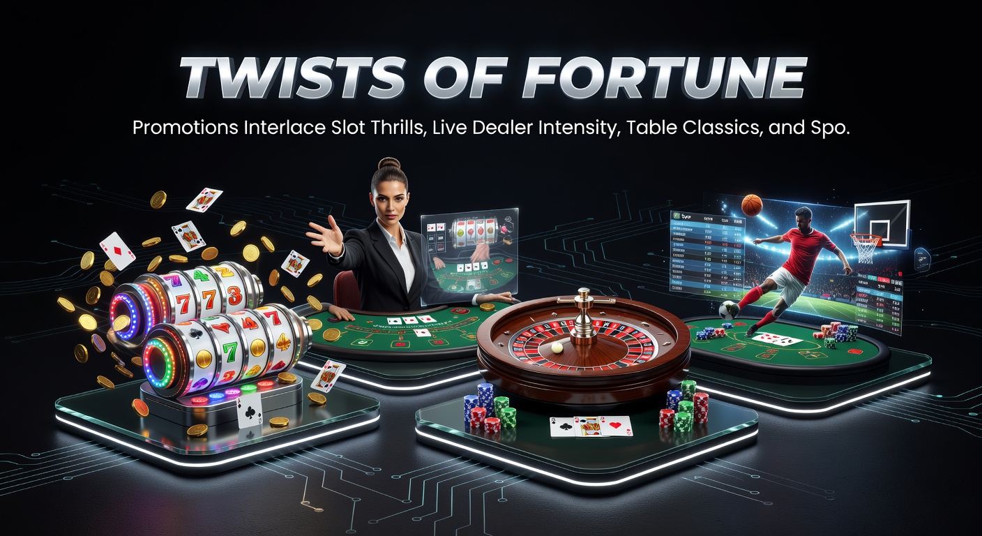 Close-up of a mobile interface showing live dealer blackjack intertwined with slot bonuses and sports bet slips, notifications popping for cross-game promotions